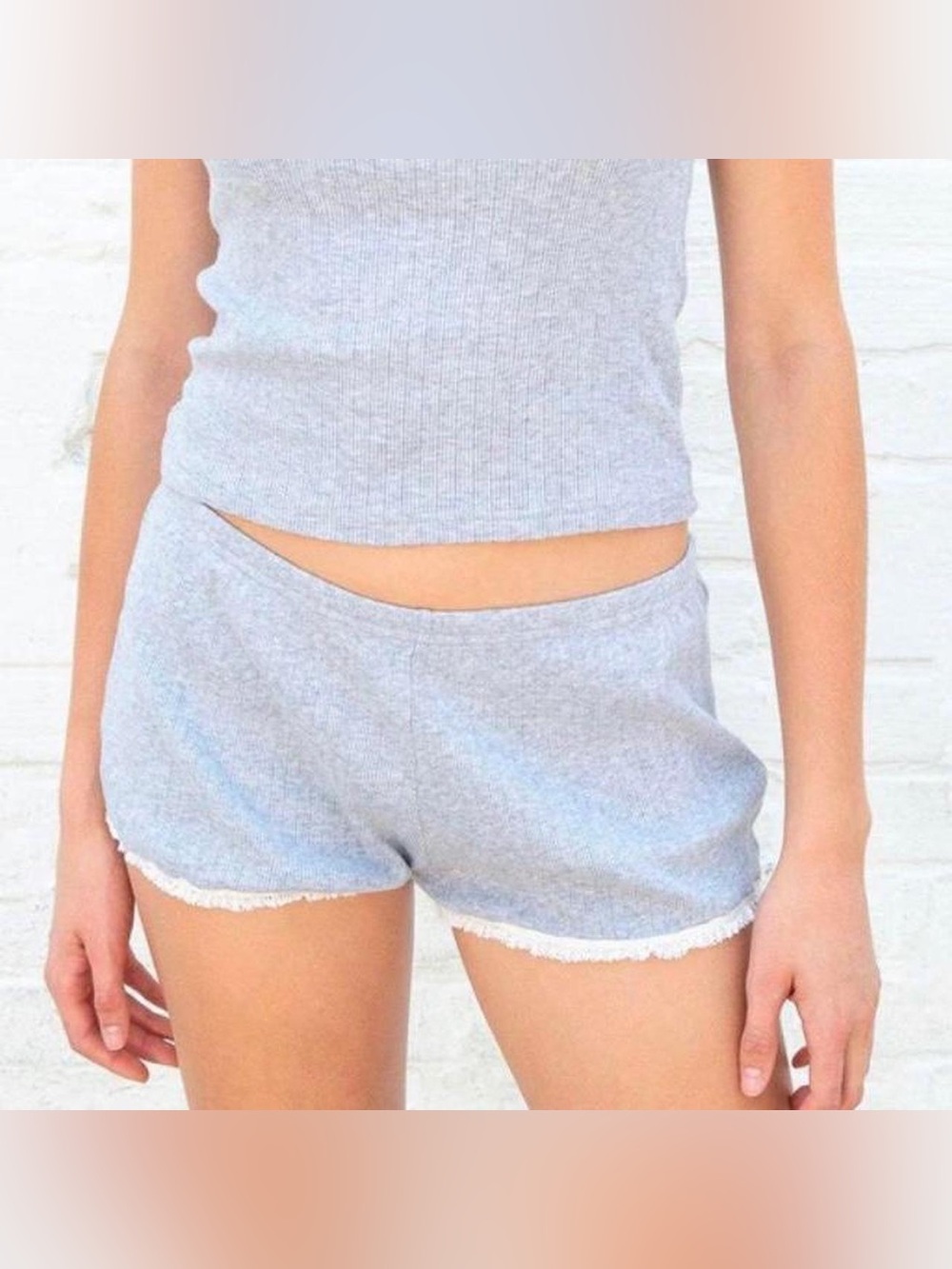 Brandy Melville Emery Grey Lace Trim Shorts NWOT